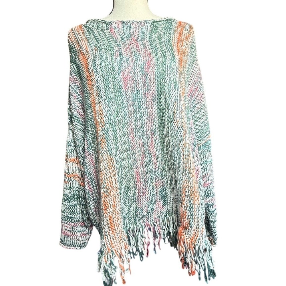 Laurie Felt Fringe Sweater Women XS/S Multi-Color Excellent Space Dye Knit